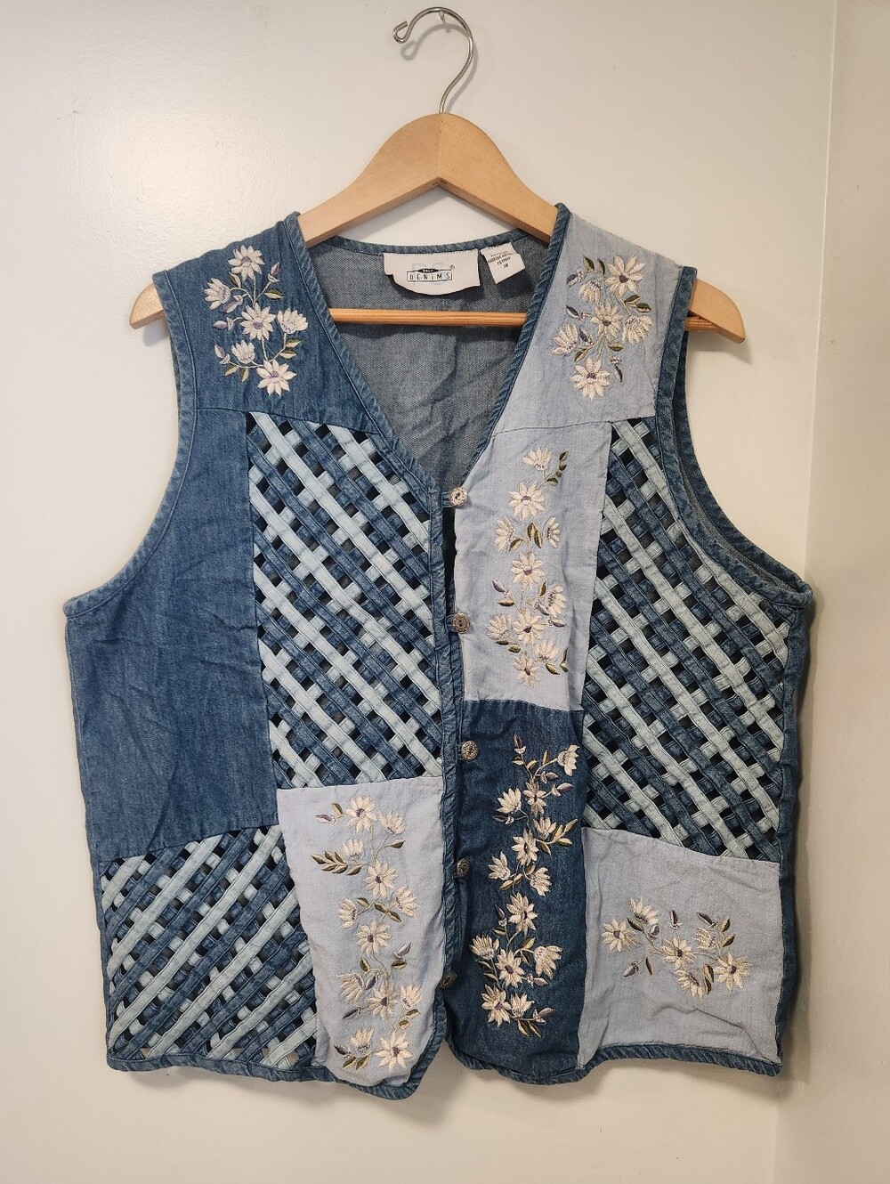 Vintage 90s Only Denims Basketweave Button Down Vest